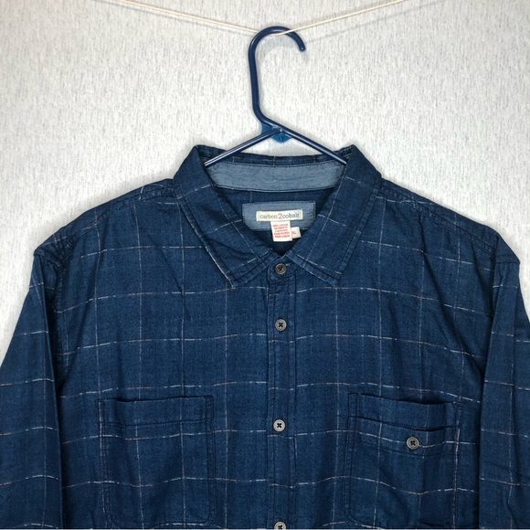 Carbon 2 Cobalt Double Cloth Shirt Men XL Blue Windowpane Button Up Plaid Lining - Picture 2 of 15